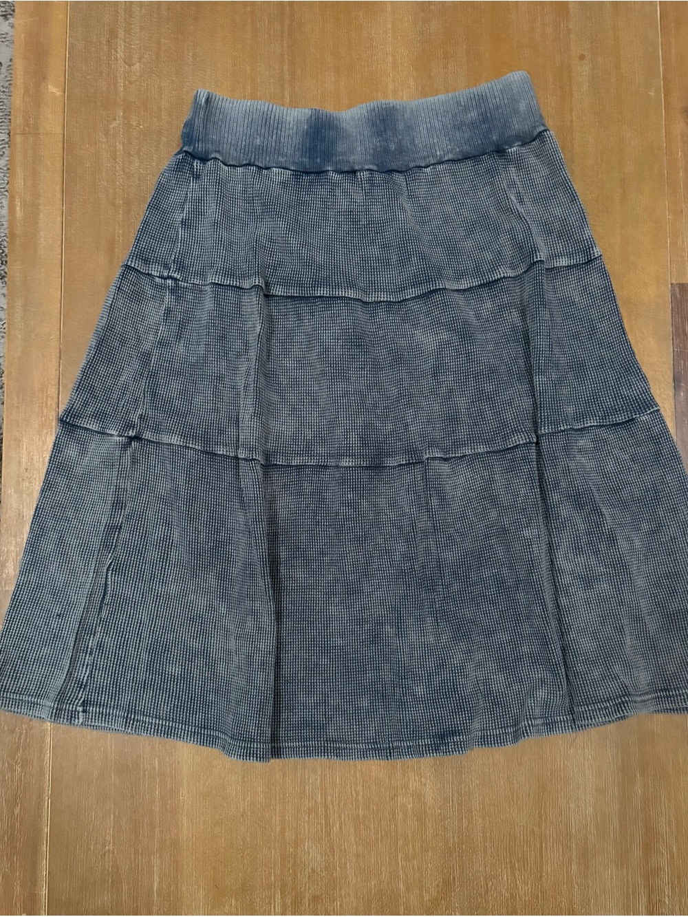 Washed Indigo Tiered A-Line Skirt